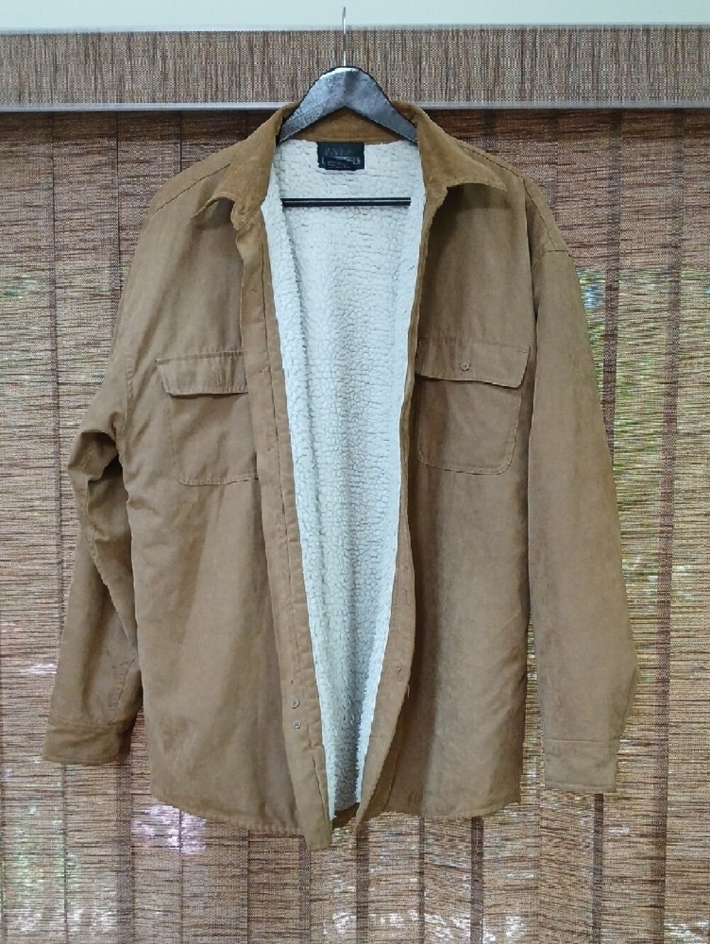 VTG 90s Montage Collection Men's XL Faux Suede Sherpa Trucker Jacket Tan